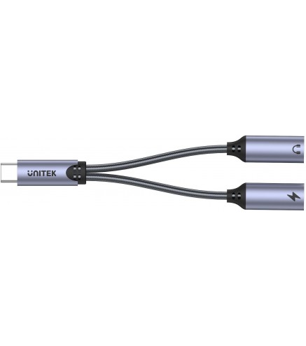 Unitek Adapter USB-C na 2 x port USB-C audio i 18W