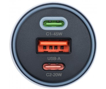 ŁADOWARKA SAMOCHODOWA Forcell F-Energy 65 W 2x USB-C 1x USB-A PD 3.0 QC 4.0 SZARA
