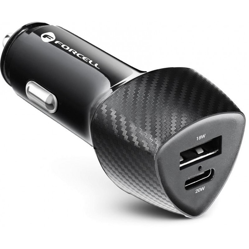 ŁADOWARKA SAMOCHODOWA Forcell Carbon CC50-1A1C 38 W 1x USB-C 1x USB-A PD 3.0 QC 3.0 CZARNA