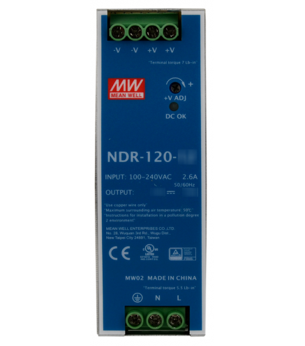 ZASILACZ IMPULSOWY NA SZYNĘ DIN MEAN WELL NDR-120-48 48V/120W/2.5A