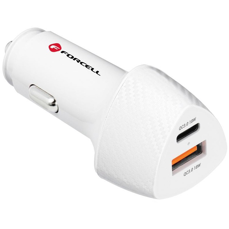 ŁADOWARKA SAMOCHODOWA Forcell Carbon CC50-1A1C 38 W 1x USB-C 1x USB-A PD 3.0 QC 3.0 BIAŁA