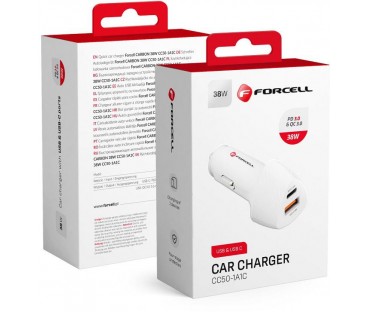 ŁADOWARKA SAMOCHODOWA Forcell Carbon CC50-1A1C 38 W 1x USB-C 1x USB-A PD 3.0 QC 3.0 BIAŁA