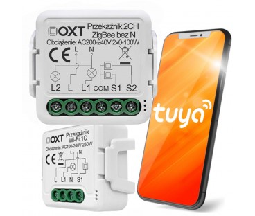 Moduł OXT mini przekaźnik 2 obw. bez N ZigBee TUYA