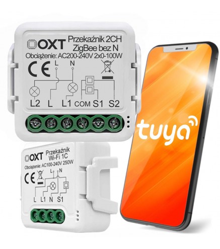 Moduł OXT mini przekaźnik 2 obw. bez N ZigBee TUYA