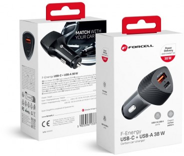 ŁADOWARKA SAMOCHODOWA Forcell Carbon CC50-1A1C 38 W 1x USB-C 1x USB-A PD 3.0 QC 3.0 CZARNA