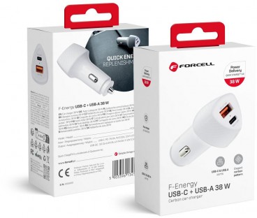 ŁADOWARKA SAMOCHODOWA Forcell Carbon CC50-1A1C 38 W 1x USB-C 1x USB-A PD 3.0 QC 3.0 BIAŁA