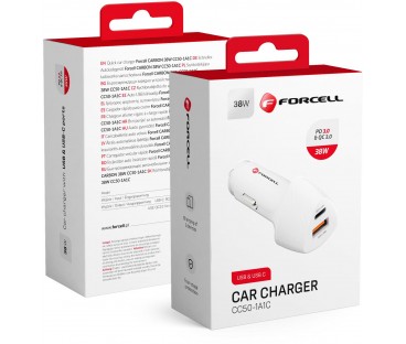 ŁADOWARKA SAMOCHODOWA Forcell Carbon CC50-1A1C 38 W 1x USB-C 1x USB-A PD 3.0 QC 3.0 BIAŁA