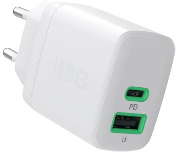 ŁADOWARKA SIECIOWA Greencell PowerSource Duo30 30W 1xUSB-C 1xUSB-A PD 3.0 QC 4.0+ biała