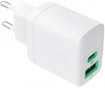 ŁADOWARKA SIECIOWA Greencell PowerSource Duo30 30W 1xUSB-C 1xUSB-A PD 3.0 QC 4.0+ biała