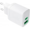 ŁADOWARKA SIECIOWA Greencell PowerSource Duo30 30W 1xUSB-C 1xUSB-A PD 3.0 QC 4.0+ biała