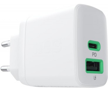 ŁADOWARKA SIECIOWA Greencell PowerSource Duo30 30W 1xUSB-C 1xUSB-A PD 3.0 QC 4.0+ biała