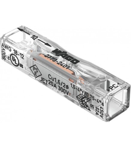Szybkozłączka przelotowa uniwersalna LINKA/DRUT 2x 0,2-4mm2 WAGO 2773-2401 (Paczka 100szt.)