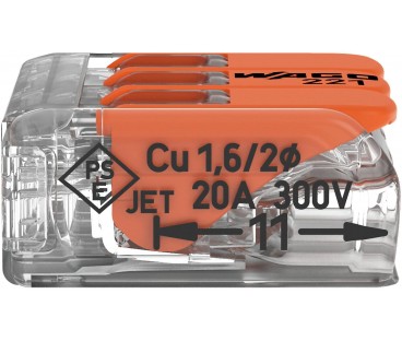 Szybkozłączka uniwersalna LINKA/DRUT 3x 0,2-4mm2 WAGO 221-413 (Paczka 50szt.)