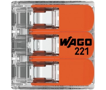 Szybkozłączka uniwersalna LINKA/DRUT 3x 0,2-4mm2 WAGO 221-413 (Paczka 50szt.)