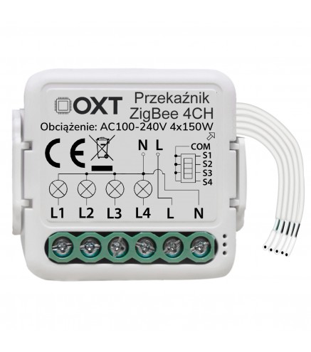 Moduł OXT mini przekaźnik 4 obwody ZigBee TUYA