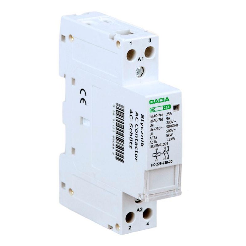 Stycznik modułowy 2 biegunowy 1P/2T/25A     2NO   230V GACIA HC 2P/25A 2NO 230V