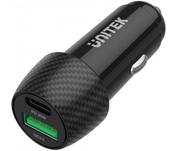Unitek Ładowarka samochodowa 38W USB-A USB-C QC3..0
