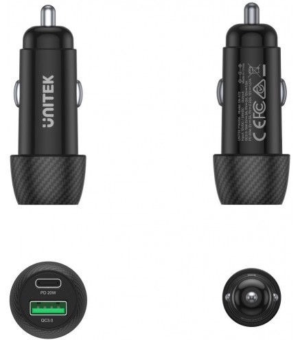 Unitek Ładowarka samochodowa 38W USB-A USB-C QC3..0