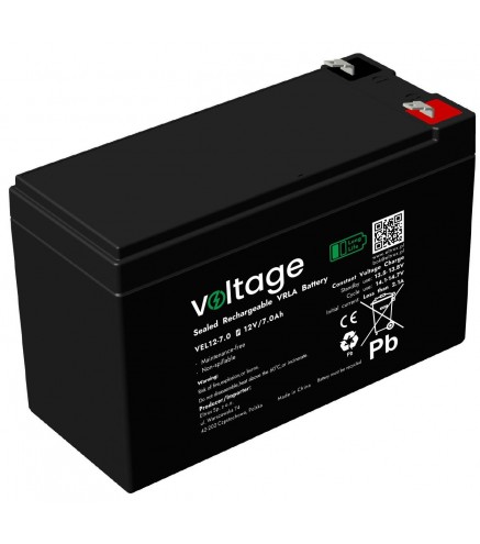 Akumulator AGM Voltage Long Life 12V 7Ah VEL12-7.0 (Żywotność 15 lat)