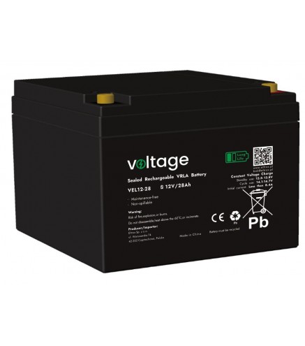 Akumulator AGM Voltage Long Life 12V 28Ah VEL12-28 (Żywotność 15 lat)