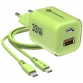 ŁADOWARKA SIECIOWA Forcell F-Energy GaN III VT-41 33 W 1x USB-C 1x USB-A PD 3.0 QC 4.0 ZIELONA