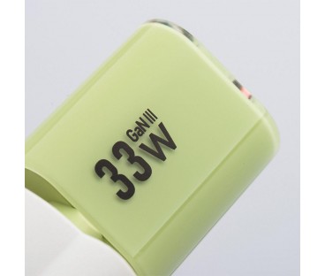 ŁADOWARKA SIECIOWA Forcell F-Energy GaN III VT-41 33 W 1x USB-C 1x USB-A PD 3.0 QC 4.0 ZIELONA