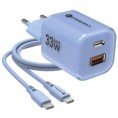 ŁADOWARKA SIECIOWA Forcell F-Energy GaN III VT-41 33 W 1x USB-C 1x USB-A PD 3.0 QC 4.0 NIEBIESKA