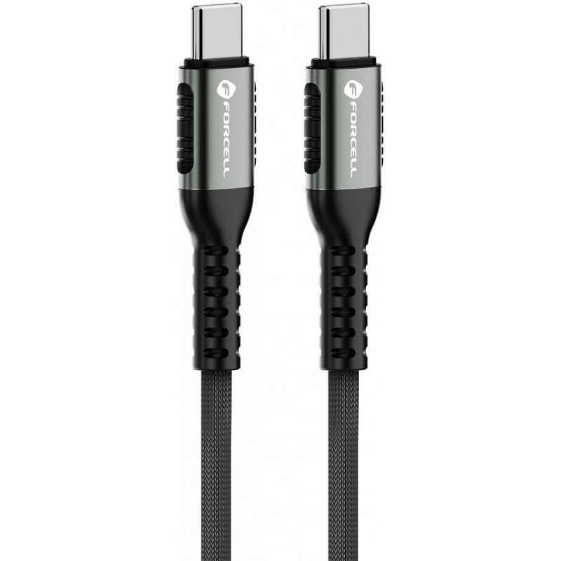 KABEL USB-C / USB-C Forcell F-Energy Cafule 200 cm 240 W 5A PD QC 4.0 CZARNY W OPLOCIE