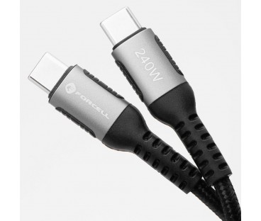 KABEL USB-C / USB-C Forcell F-Energy Cafule 200 cm 240 W 5A PD QC 4.0 CZARNY W OPLOCIE