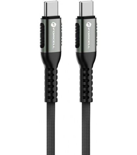KABEL USB-C / USB-C Forcell F-Energy Cafule 120 cm 240 W 5A PD QC 4.0 CZARNY W OPLOCIE