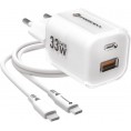 ŁADOWARKA SIECIOWA Forcell F-Energy GaN III VT-41 33 W 1x USB-C 1x USB-A PD 3.0 QC 4.0 BIAŁA