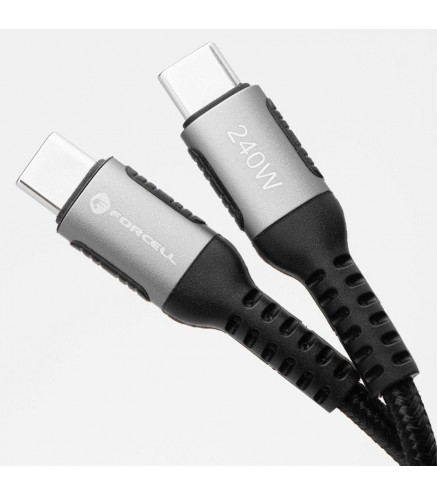 KABEL USB-C / USB-C Forcell F-Energy Cafule 120 cm 240 W 5A PD QC 4.0 CZARNY W OPLOCIE