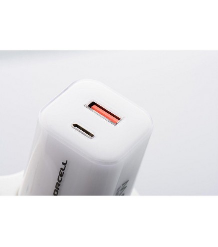 ŁADOWARKA SIECIOWA Forcell F-Energy GaN III VT-41 33 W 1x USB-C 1x USB-A PD 3.0 QC 4.0 BIAŁA