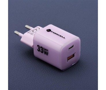 ŁADOWARKA SIECIOWA Forcell F-Energy GaN III VT-41 33 W 1x USB-C 1x USB-A PD 3.0 QC 4.0 FIOLETOWA