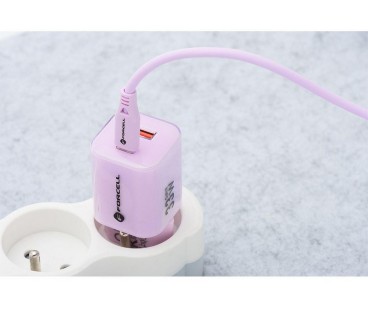 ŁADOWARKA SIECIOWA Forcell F-Energy GaN III VT-41 33 W 1x USB-C 1x USB-A PD 3.0 QC 4.0 FIOLETOWA
