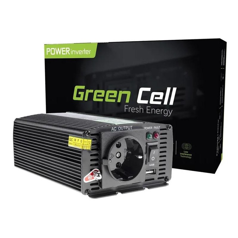 PRZETWORNICA NAPIĘCIA Green Cell 24V / 230V 300W/600W MODYFIKOWANA SINUSOIDA