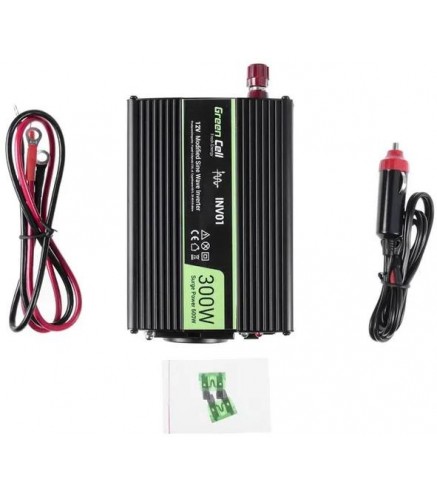 PRZETWORNICA NAPIĘCIA Green Cell 24V / 230V 300W/600W MODYFIKOWANA SINUSOIDA