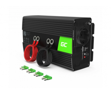 PRZETWORNICA NAPIĘCIA INWERTER Green Cell 12V / 230V 1000W/2000W CZYSTA SINUSOIDA INV09