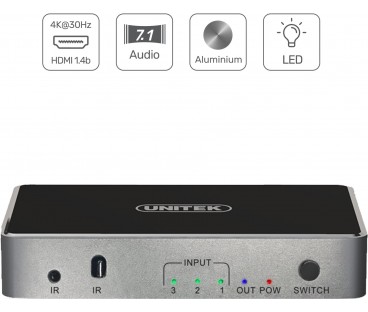 Unitek Przełącznik sygnału HDMI 1.4b 3 IN-1 OUT 4K
