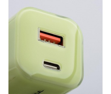ŁADOWARKA SIECIOWA Forcell F-Energy GaN III VT-41 33 W 1x USB-C 1x USB-A PD 3.0 QC 4.0 ZIELONA