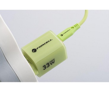 ŁADOWARKA SIECIOWA Forcell F-Energy GaN III VT-41 33 W 1x USB-C 1x USB-A PD 3.0 QC 4.0 ZIELONA