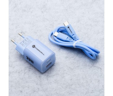 ŁADOWARKA SIECIOWA Forcell F-Energy GaN III VT-41 33 W 1x USB-C 1x USB-A PD 3.0 QC 4.0 NIEBIESKA