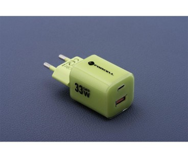 ŁADOWARKA SIECIOWA Forcell F-Energy GaN III VT-41 33 W 1x USB-C 1x USB-A PD 3.0 QC 4.0 ZIELONA