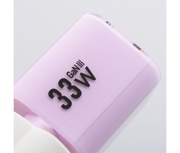 ŁADOWARKA SIECIOWA Forcell F-Energy GaN III VT-41 33 W 1x USB-C 1x USB-A PD 3.0 QC 4.0 FIOLETOWA