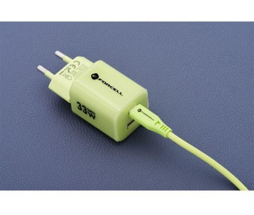 ŁADOWARKA SIECIOWA Forcell F-Energy GaN III VT-41 33 W 1x USB-C 1x USB-A PD 3.0 QC 4.0 ZIELONA