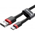 KABEL USB-A / USB-C Baseus Cafule CATKLF-U91 300cm 2A QC 3.0 CZARNO-CZERWONY W OPLOCIE KABEL USB-A / USB-C Baseus Cafule CATKLF-U91 300cm 2A QC 3.0 CZARNO-CZERWONY W OPLOCIE