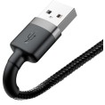 KABEL USB-A / Lightning iPhone Baseus Cafule CALKLF-CG1 200cm Apple 1.5A CZARNO-SZARY W OPLOCIE