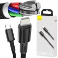KABEL USB-C / Lightning iPhone Baseus Cafule CATLGD-01 1m 20W PD Quick Charging CZARNY W OPLOCIE