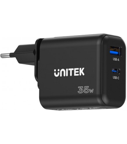 Ładowarka sieciowa Unitek GaN PD 35W USB-C + USB-A czarna