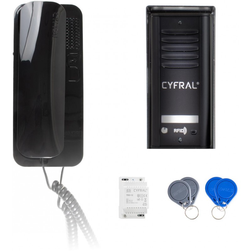DOMOFON CYFRAL COSMO 1-LOKATORSKI KASETA CZARNA/UNIFON CZARNY